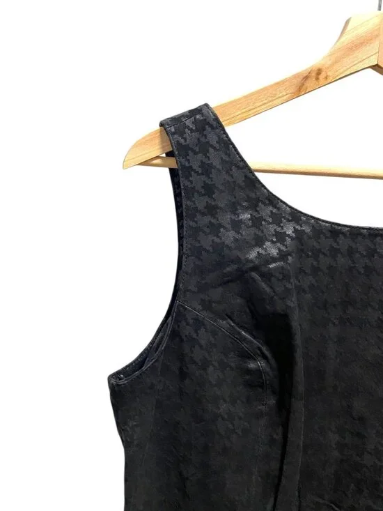 Cache Houndstooth Genuine Leather Dress Black Size 12 NWT Y2K Minimalist Vintage - Picture 7 of 11
